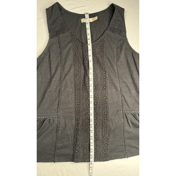 Faded Glory XXL 20 Sleeveless Crochet Lace Trim Peplum Peasant Tank Black New​ - Picture 9 of 10